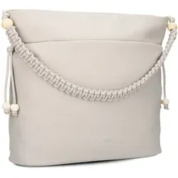 Zwei Damen Schultertasche Perla PE140 Shopper - Umhängetasche mit Boho-Chic Design, 12 Liter Volumen, geflochtener Makramee-Tragegurt und praktischem Schlüsselband für optimale Organisation.