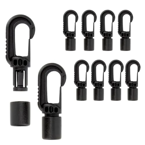Karabinerhaken Schwarz Kunststoff für 6 mm Expanderseil - Gummiseile | Robuster Karabinerhaken aus hochwertigem Kunststoff, ideal für eine schnelle und werkzeuglose Montage von Seilen und Gummiseilen.