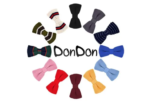 DonDon Fliege Strickfliege vorgebunden im modernen Retro-Look gestrickte (Packung, 1-St) bereits gebunden, verstellbar, Strickoptik