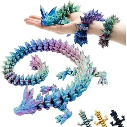 3D Drache – Bewegliche Drachenfigur 60 cm in Blau-Grün-Violett