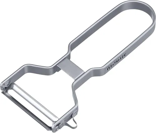 Westmark Edelstahl Sparschäler – Stabiler klassischer U-Schäler mit 2-seitig schneidender Klinge und Aushöhler für Schadstellen – für Rechts- und Linkshänder