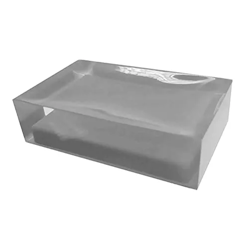 Gedy Silber, Auckland Seifenschale, Maße und Gewicht: 3 x 11 x 7 cm & 0,15 kg, Seifenschale aus hochwertigem, transparentem Harz, Finish, R&E-Design, handgefertigt, 2 Jahre Garantie, einzigartig