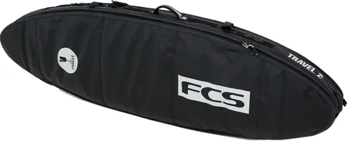 FCS TRAVEL 2 ALL PURPOSE Surfcover 2025 - Schwarz/Grau 6,7 - Surf Bags und Zubehör mit 10mm Doppeldichte-Polsterung für optimalen Schutz und leichtem Design für mühelosen Transport.