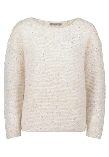 Betty & Co Damen Strickpullover mit Pailletten 46, Beige