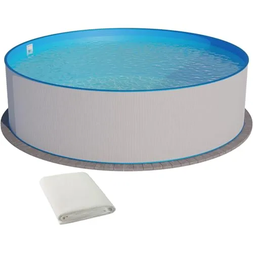 Stahlwandpool Set rund 500 x 120 cm – 2-teilig - Hochwertiges Stahlwandbecken für den Garten, mit verzinkter Stahlwand und UV-beständiger Folie. Ideal für bis zu 7 Personen, einfach aufzubauen und perfekt für entspannende Sommertage.