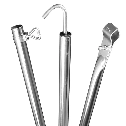 STÜCK - Dachhakenstange Zeltstange - mit Klemme und Haken - Stahl - teleskopierbar 210-290 cm - 22/19mm - 3 Teile - leicht - stabil - Ersatz Gestänge Zelt Vorzelt Camping Teleskopstange Dachstange 1