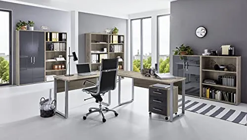 moebel-dich-auf Arbeitszimmer TABOR PRO 7 in diversen Farbvarianten (Sonoma Eiche/anthrazit Hochglanz)