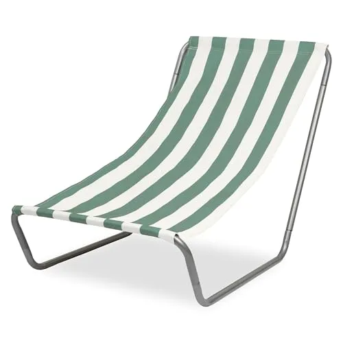 FEBE Sonnenliege Strandliege Liegestuhl Garteliege Grün/Beige - Kompakte und tragbare Sonnenliege für Garten, Pool und Balkon, gefertigt aus belastbarem, pflegeleichtem Material für höchsten Komfort und Entspannung.