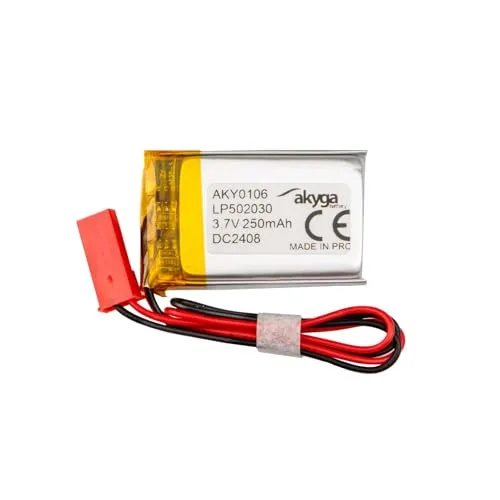 3.7V 250mAh Batterie Akku LP502030 Lithium Polymer Akyga AKY0106 Li-Po Akku PCM JST 2-Polig Anschluss 2,54 15cm