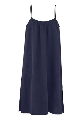 hessnatur Damen Trägerkleid – nachhaltig und fair - Unifarbenes Trägerkleid aus elastisch-weichem Musselin-Gewebe. Ideal für Tag und Nacht, mit bequemen Seitenschlitzen und Rundhalsausschnitt. Perfekt für entspannte Momente in stilvollem Design.
