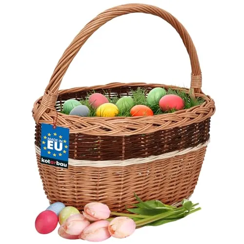 KOTARBAU® Weidenkorb Einkaufskorb geflochten 420 x 280 mm Korb Braun groß Einkaufskorb geflochten Weidenkörbe Korb mit Henkel Einkaufskörbe aus Weide Weidenkorb Pilzkorb Weide