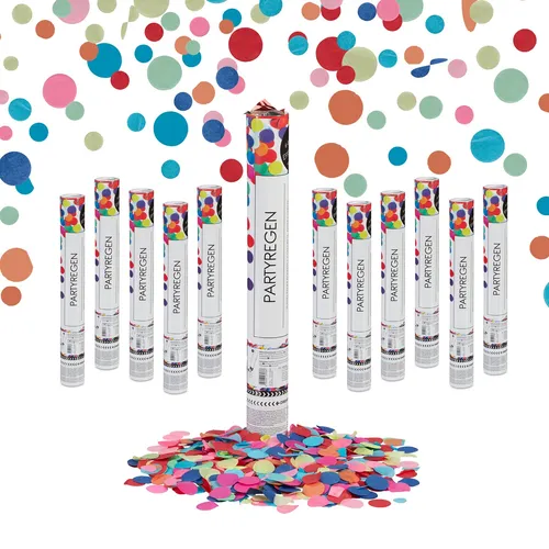 Party Popper, 12x Konfettishooter, Konfetti Bombe, Papierkonfetti, Konfettiregen