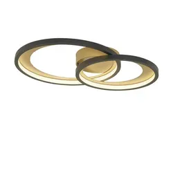 TRIO Leuchten LED Deckenleuchte Granada, Warmweiß - Stilvolle Deckenlampe in Schwarz/Gold, dimmbar und mit fest integriertem LED, ideal für gemütliche Beleuchtung in Ihrem Zuhause.