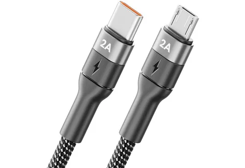 deleyCON 2m USB 2.0 Micro USB Kabel Ladekabel Datenkabel USB-C auf Micro USB USB-Kabel