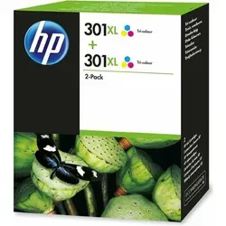 HP 301XL Druckerpatrone - Doppelpack in Cyan, Magenta und Gelb - Doppelpack HP 301XL Druckerpatronen, ideal für lebendige Farben und hohe Seitenleistung, perfekt für Zuhause und Büro.