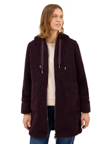 Cecil Damen Teddy Mantel mit Kapuze - Funktionsjacke aus weicher Teddy-Qualität, kuschelig und leicht, mit verstellbarer Kapuze und praktischen Reißverschlusstaschen für optimalen Komfort.