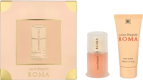 Laura Biagiotti Roma Geschenkpackung - Damendüfte: Elegantes Geschenkset mit 25 ml Roma Eau de Toilette und 50 ml Bodylotion, inspiriert von der sinnlichen Eleganz Roms.