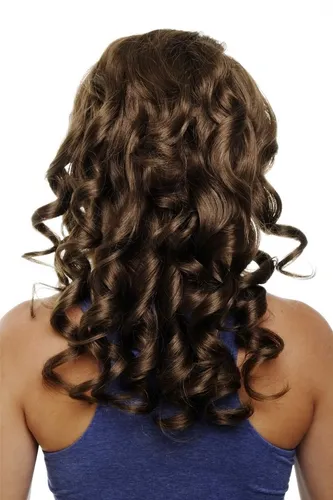 Clip-in Haarteil 7 Klammern 3/4 Perücke Halbperücke Braun Locken 50cm H9503-12