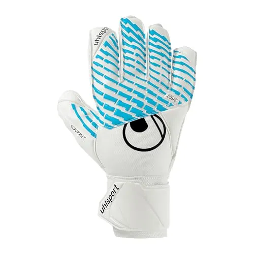 Uhlsport Torwarthandschuhe FM Cybertec Supersoft 9.5 - Torwarthandschuhe in Blau/Schwarz/Weiß, mit supersoftem Latex für optimalen Grip und Sicherheit im Spiel.