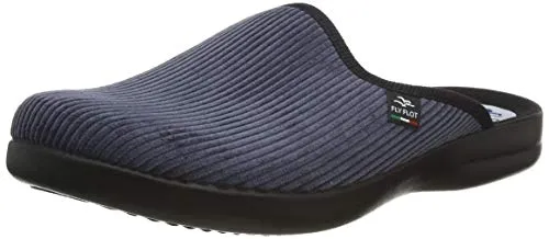 Flyflot Herren 881999 Hausschuh, blau, 41 EU - Bequeme Hausschuhe mit Cord PU-Sohle für optimalen Komfort und Rutschfestigkeit im Haus.