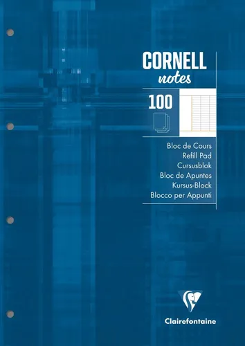 CLAIREFONTAINE Notizheft A4, 100 Blätter, Seyès, Petrolblau - Notizbuch für die CORNELL-Methode, ideal zur strukturierten Notizenerfassung und Lernen. Perfekt für Schüler und Studierende.