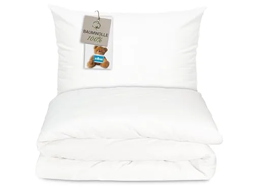 ZOLLNER Kinderbettwäsche, 2-teilig, 100% Baumwolle - Bettwäsche für Kinder aus 100% Baumwolle Renforcé, atmungsaktiv und allergikergeeignet. Mit praktischem Hotelverschluss für einfachen Bezugwechsel, ideal für ein kuscheliges Schlafklima.