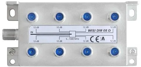 Wisi DM 08 D Verteiler, 8-fach, 11dB - Zubehör zum Verteilnetz, ideal für DOCSIS 3.1 Anwendungen mit Frequenzbereich bis 1,3 GHz für optimale Kabelsignalverteilung.