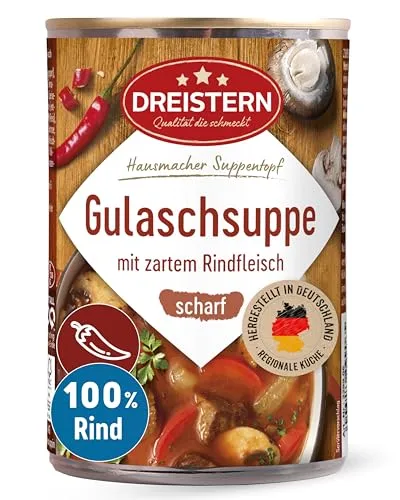 DREISTERN Gulaschsuppe 400g – Pikante Spezialität mit Rindfleisch
