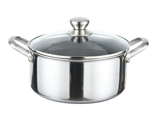 Kochtopf Ø24cm aus massivem Edelstahl mit Glasdeckel von Cheffinger