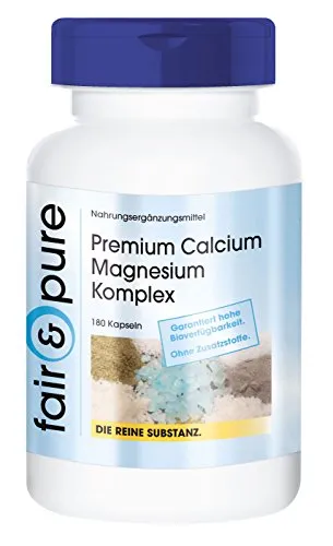 Fair & Pure® - Calcium Magnesium Komplex - 180 Kapseln - natürliches Calcium aus Austernschalen - Calciumgluconat - Magnesiumgluconat