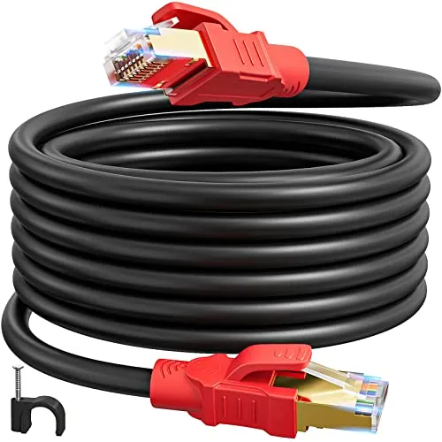 LAN Kabel 12 Meter, Cat 8 Netzwerkkabel 12m Geschirmt Ethernet Kabel Outdoor Indoor Hochgeschwindigkeit 40Gbps 2000MHz RJ45 Gigabit Wlan Kabel 12m Schwarz SFTP POE Internet Patchkabel für Router PC
