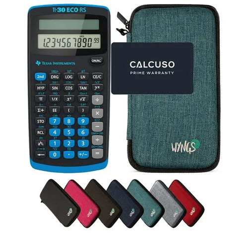 Texas Instruments TI-30 ECO RS Taschenrechner mit WYNGS Schutztasche - Taschenrechner für Schule und Studium mit 134 Funktionen und Solarbetrieb. Inklusive robuster WYNGS Schutztasche für optimalen Schutz und Sicherheit.
