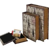 HMF Buchtresor Buchsafe im Antik-Look (3er Set) - Card-Reader: Getarnte Geldkassette im Antik-Look, ideal zum sicheren Aufbewahren von Wertsachen wie Schmuck und Dokumenten.