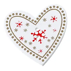 Stück edle Holzknöpfe 35mm Herzform Herz 2-Loch Knopf weiß-rot Knöpfe nähen 20