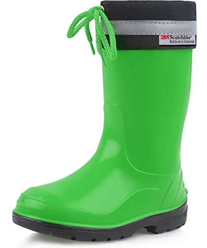 Ladeheid Kinder Gummistiefel mit Stulpe LA-972 - Grün/Schwarz (Größe 33 EU) - Wasserdichte Gummistiefel für Kinder, ideal für regnerische Tage. Mit flexibler Manschette und reflektierendem Band für extra Schutz und Komfort.