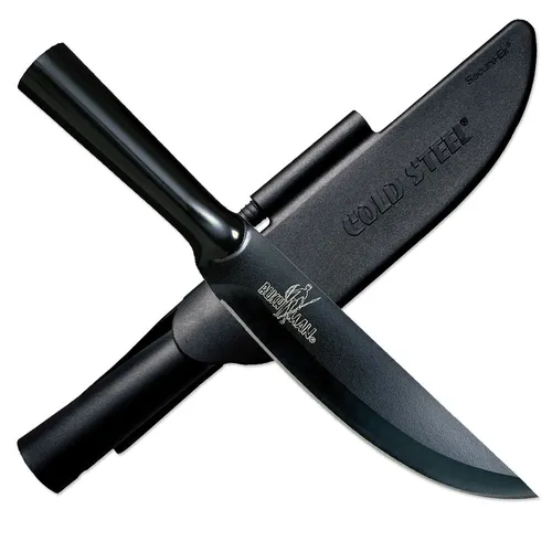 Cold Steel Bushman Messer mit SK-5 Hohlgriff - Feststehendes Jagdmesser mit 17,8 cm Klinge aus SK-5 High Carbon Stahl, inklusive Secure-Ex-Scheide und Feuerstahl für optimale Einsatzbereitschaft.