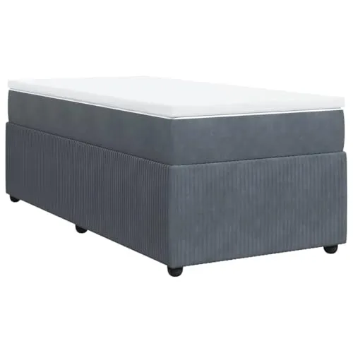 vidaXL Boxspringbett Dunkelgrau 100x200 cm mit Matratze von vidaXL