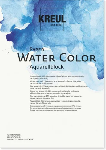 KREUL Künstlerblock Paper Water Color DIN A3 10 Blatt naturweiß