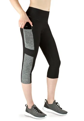 VS Capri Sport Leggings mit Handytasche - 3/4 Fitness Tights für Damen - Stoffhosen mit 3 praktischen Seitentaschen für Handy und Wertsachen, atmungsaktives 4-way Stretch Material für optimalen Tragekomfort und perfekten Sitz beim Sport.
