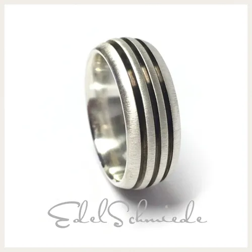 Silberring 925 Echt Silber matt Ringgröße 58 Edelschmiede massiver Bandring