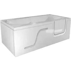 AcquaVapore Seniorenwanne mit Tür, Weiß, 75x54x150 cm - Sichere Badewanne mit seitlicher Tür für ältere Menschen. Genießen Sie ein entspanntes Bad in vertrauter Umgebung. Hergestellt aus hochwertigem Sanitär-Acryl für Stabilität und Langlebigkeit.