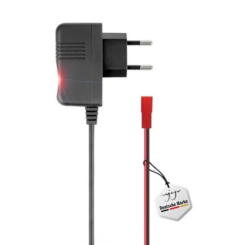 3.7V-4.2V 600-mAh Ladegerät Jst BEC Stecker, LED-Anzeige, Überladeschutz u. Batterie Ladekabel für Li-Po, Li-Ion, Ni-MH Akkus, ferngesteuerte RC Modelle, Auto, Fahrzeug, Car, Bagger, Drohne, Spielzeug