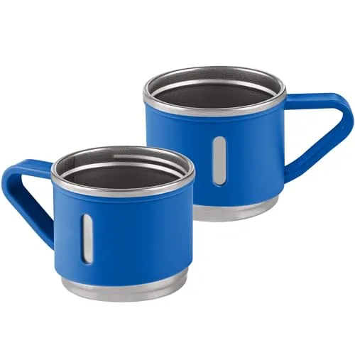 GRÄWE Becher für Kaffee, Tasse für Tee, 150 ml, 2er Set, Trinkbecher für Espresso, Thermosbecher, Isolierbecher, dunkelblau, matt, unzerbrechlich, spülmaschinengeeignet
