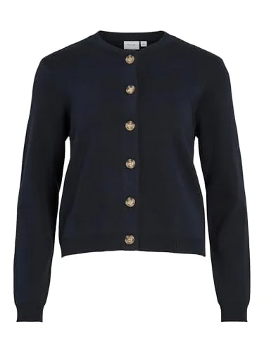 Vila Strickjacke VIOSTRIA O-NECK L/S CARDIGAN - NOOS blau S (36) - Modische Strickjacke in Navy Blazer, aus pflegeleichtem Feinstrick, ideal für jeden Anlass. Perfekt für einen lässigen Look oder als elegantes Layering-Teil.