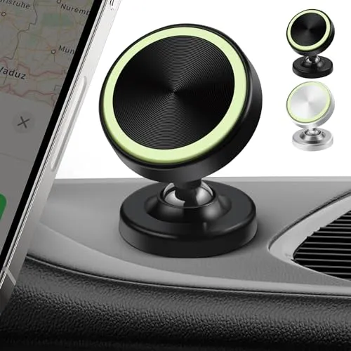 Oderra Magnetische Kfz-Handyhalterung – 360 ° drehbar, Starke Magnete, kompatibel mit iPhone/Samsung/Huawei usw., Zubehör für den Innenraum des Autos, Schwarz + Silber, 2 Stück