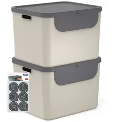 Rotho Albula 2er-Set Mülltrennsystem 55L in braun von Rotho