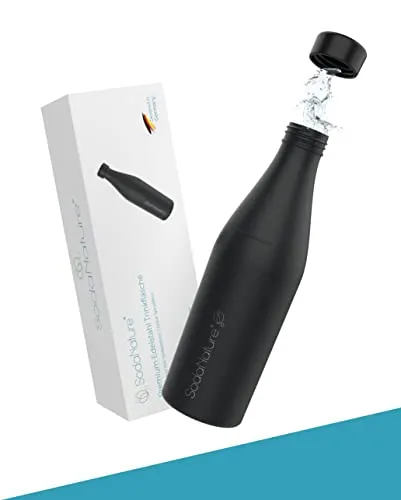 SodaNature® Premium 700ml Edelstahl Flasche für SodaStream Crystal | Zum Sprudeln geeignet, spülmaschinenfest & auslaufsicher | Zubehör für unterwegs inkl. edler Geschenkverpackung (Anthrazit)