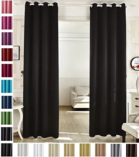 WOLTU Gardinen Vorhang Blickdicht mit Ösen, Leichter & weicher Verdunklungsvorhang Wärmeisolierend Ösenschal 135x225 cm Anthrazit, Thermovorhang Kälteschutz für Wohnzimmer Schlafzimmer Kinderzimmer