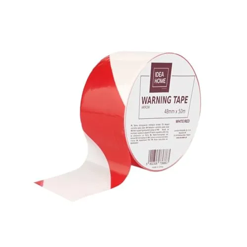 IDEA HOME Absperrband Rot Weiß 50m x 48mm Warnband nicht klebend Markierungsband
