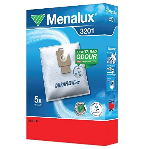 Menalux 3201, Duraflow, 5 Staubbeutel für Nilfisk, Weiß
